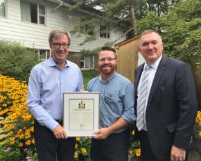 Left to right: Ottawa Mayor Jim Watson, Clayton Donnelly, Administrator of Extendicare New Orchard Lodge and Tim Lukenda Extendicare's CEO