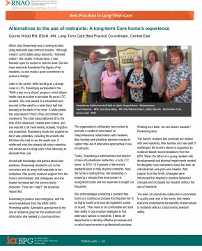 This article is reprinted from RNAO's Best Practices in Long-Term Care Newsletter Winter 2017 edition with permission